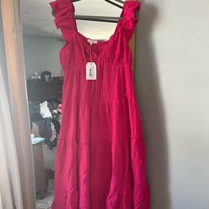 Pink Ruffled Sleeveless Dress